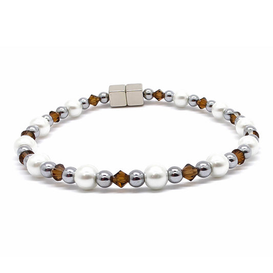White Pearl Single w Smokey Topaz