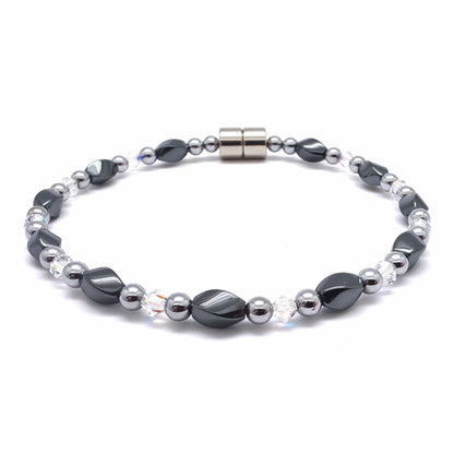 Black Hematite Twist Single w Crystal Option