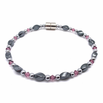 Black Hematite Twist Single w Crystal Option