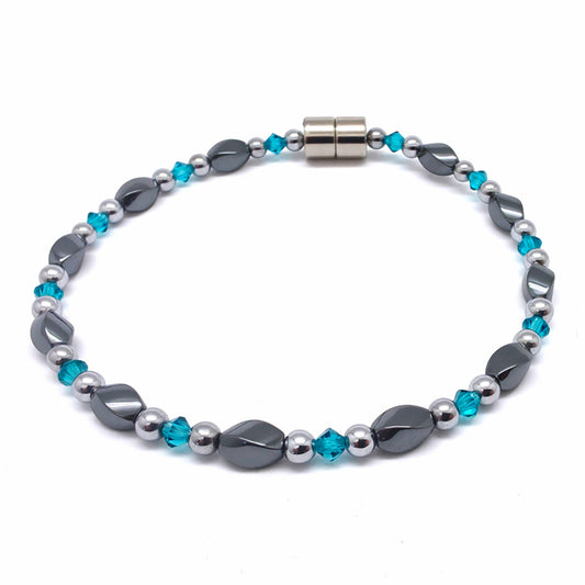 Black Hematite Twist w Blue Zircon