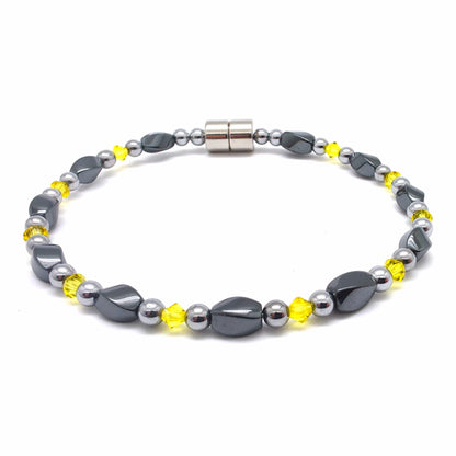 Black Hematite Twist Single w Crystal Option