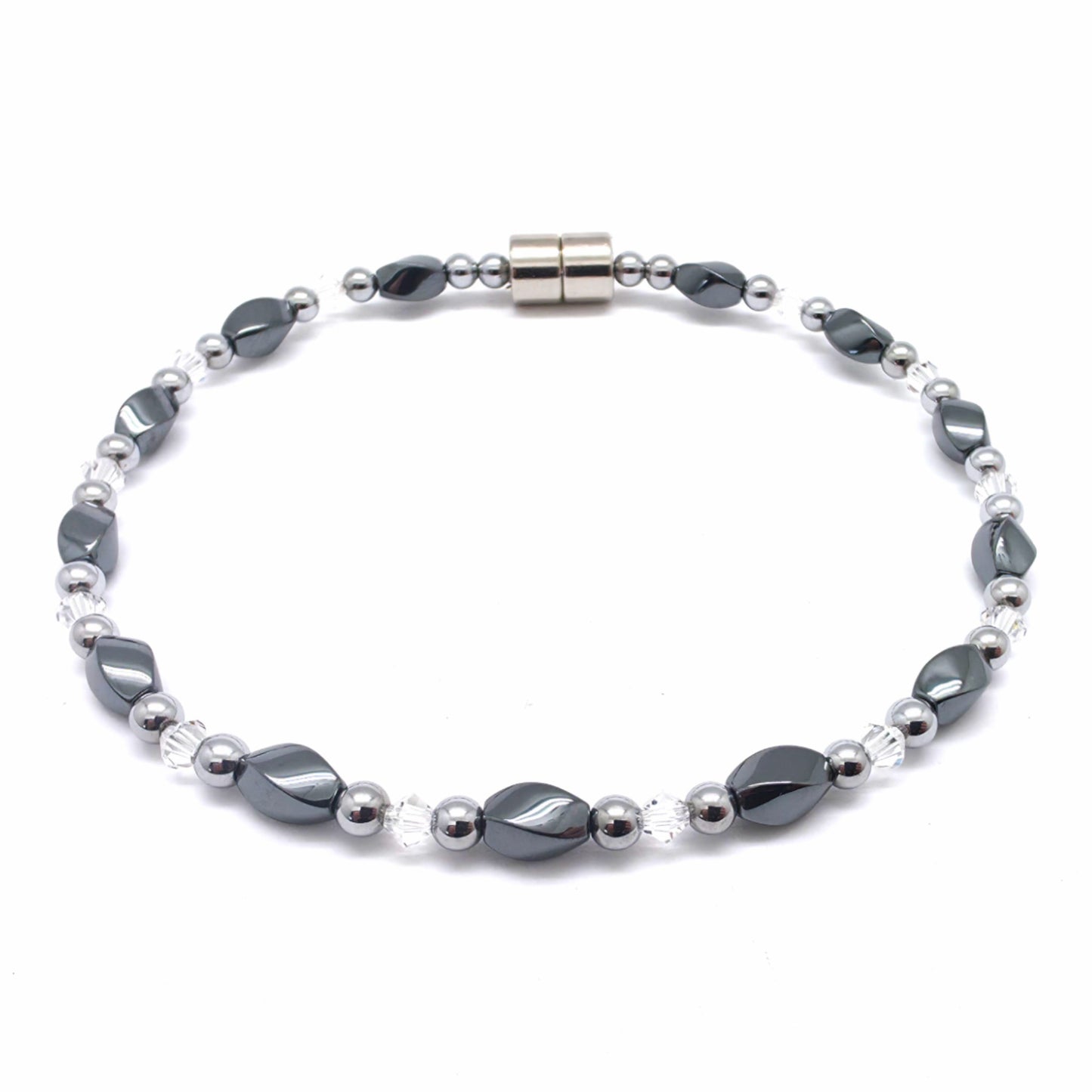 Black Hematite Twist Single w Crystal Option