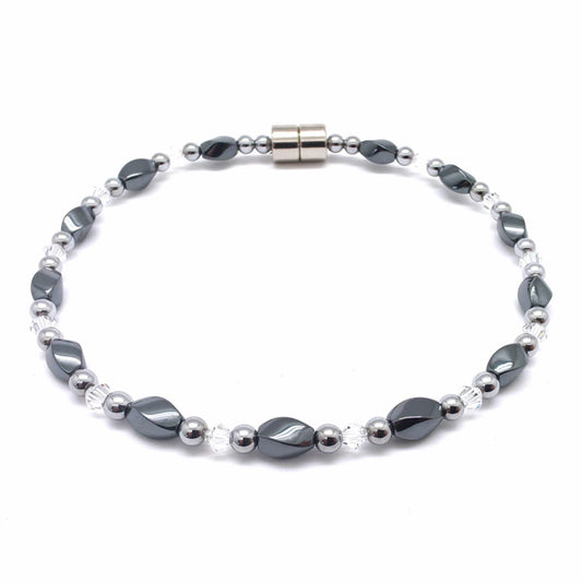 Black Hematite Twist w Clear Crystal