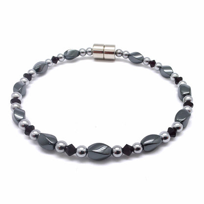 Black Hematite Twist Single w Crystal Option