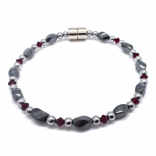 Black Hematite Twist w Ruby