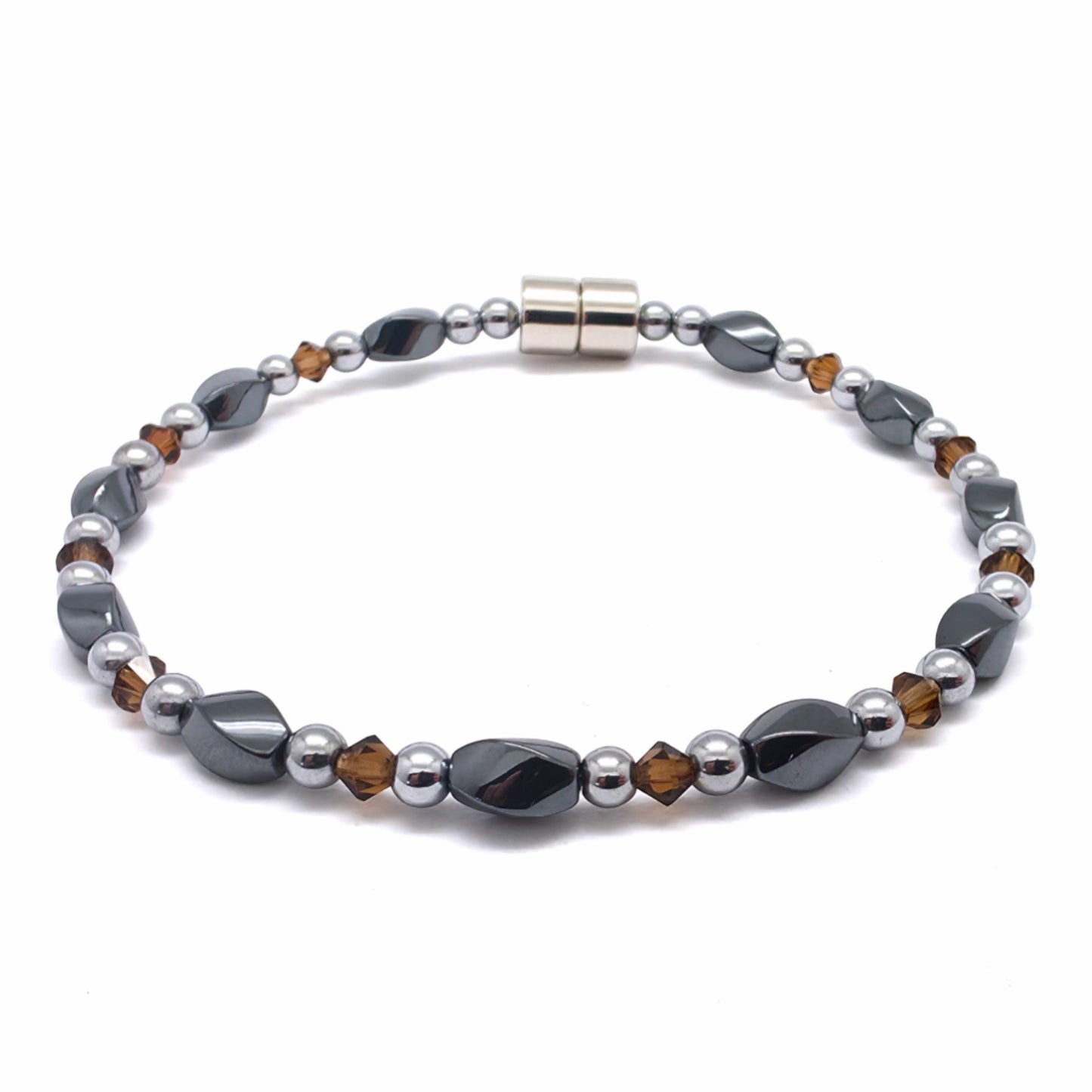 Black Hematite Twist Single w Crystal Option