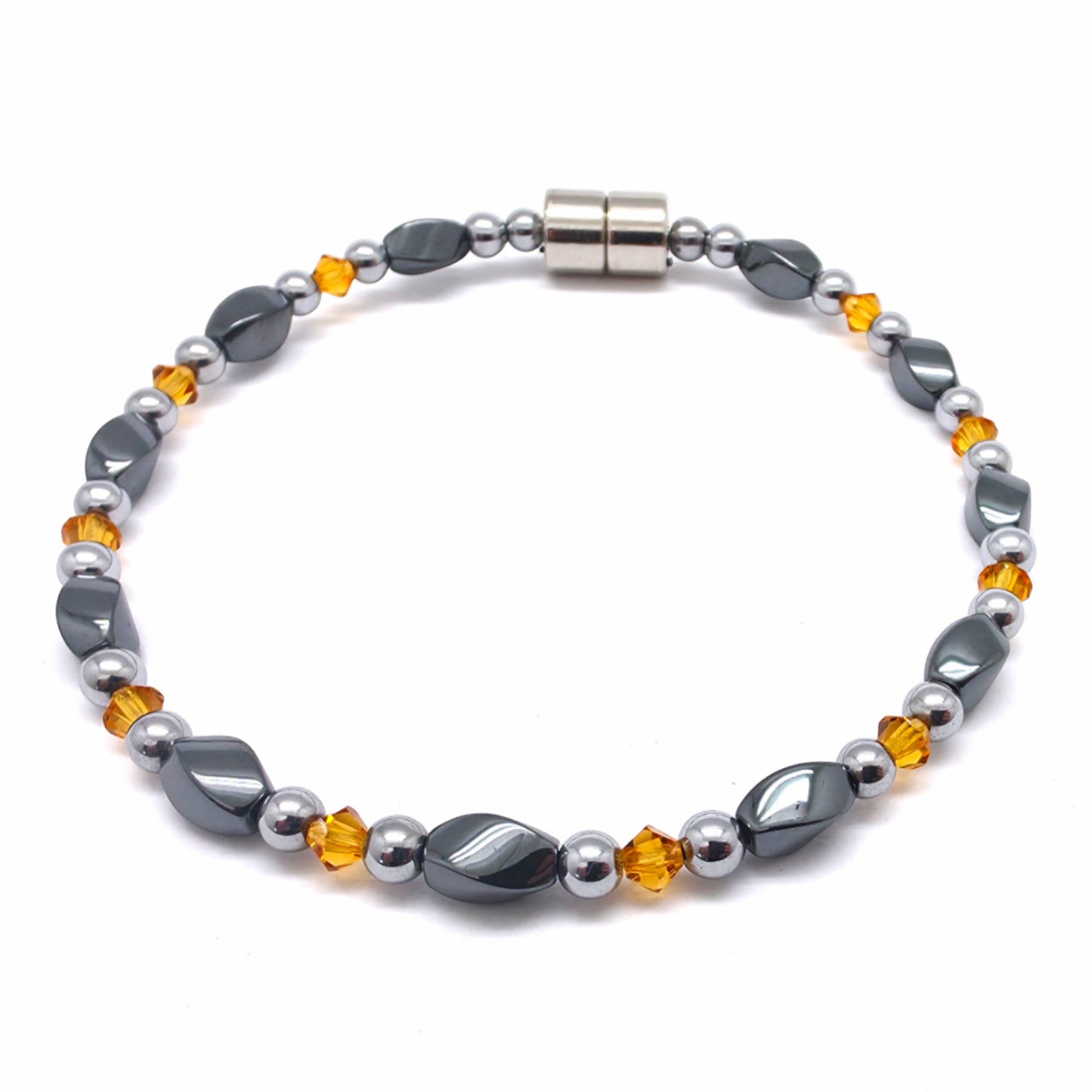 Black Hematite Twist Single w Crystal Option