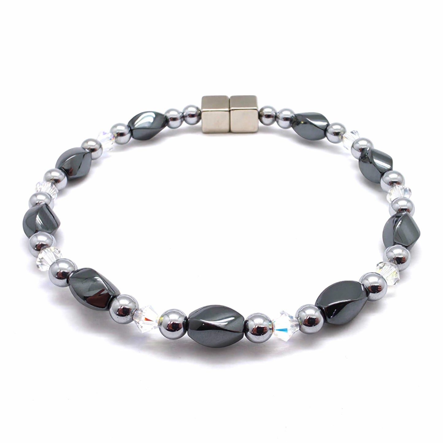 Black Hematite Twist Single w Crystal Option