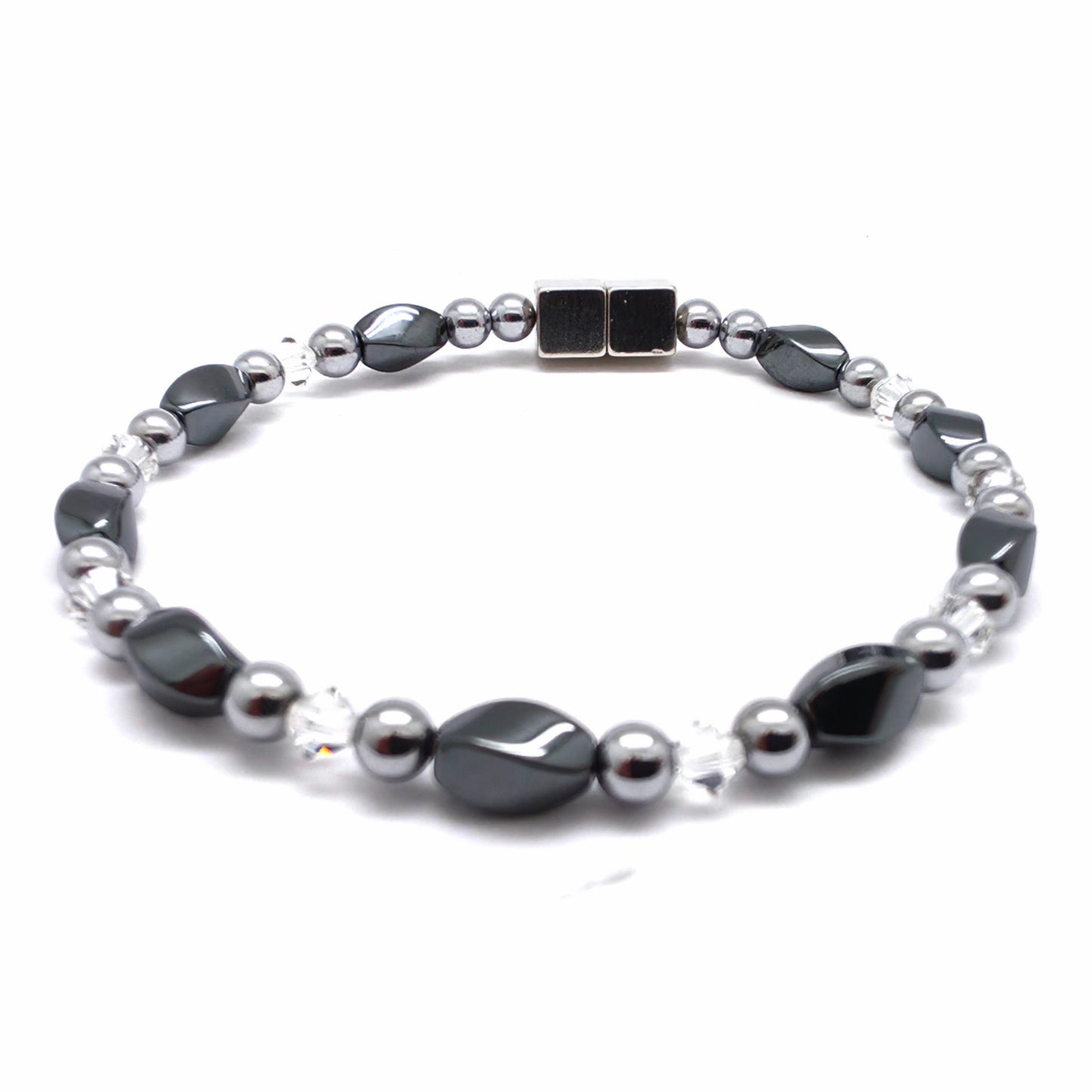 Black Hematite Twist Single w Crystal Option