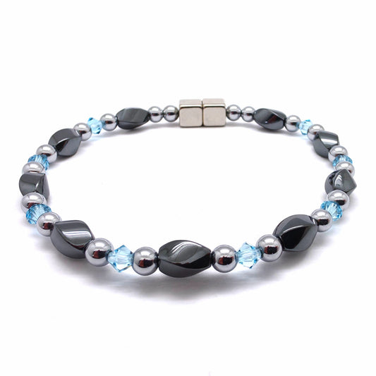 Black Hematite Twist w Aquamarine