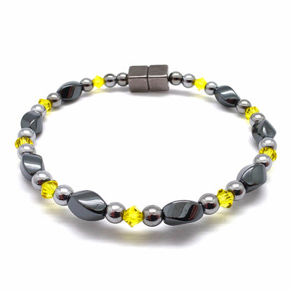 Black Hematite Twist Single w Crystal Option