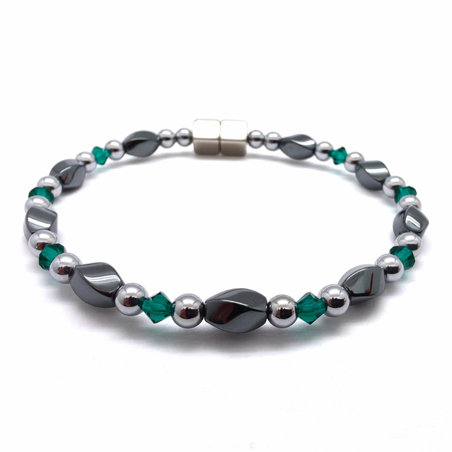 Black Hematite Twist Single w Crystal Option