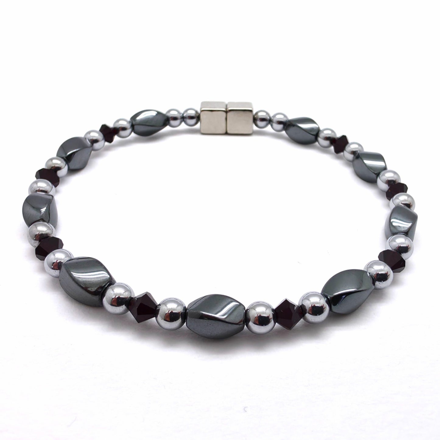 Black Hematite Twist Single w Crystal Option