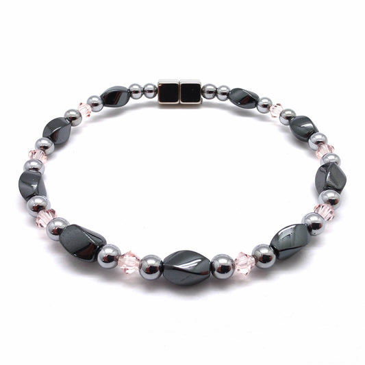 Black Hematite Twist w Light Rose