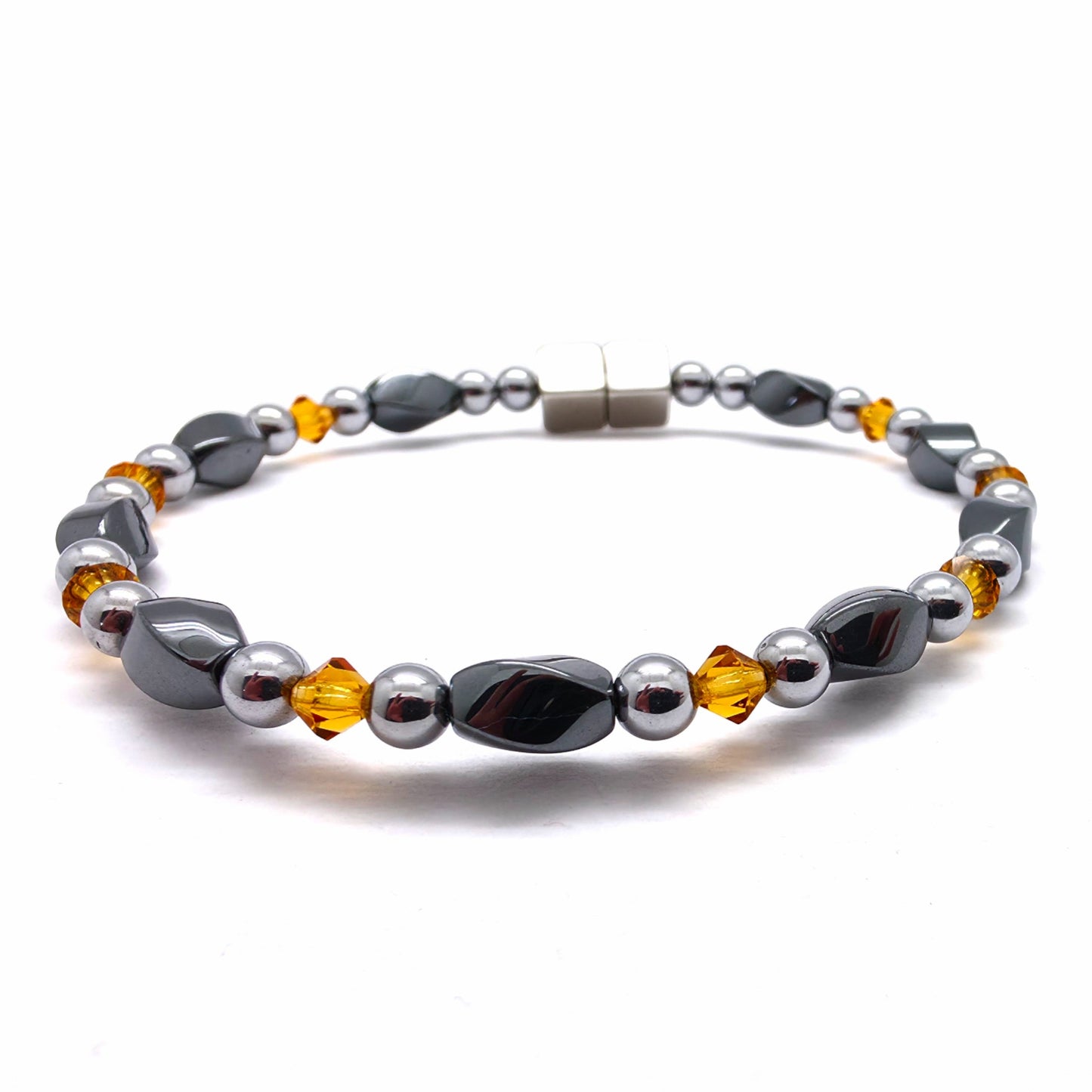 Black Hematite Twist Single w Crystal Option