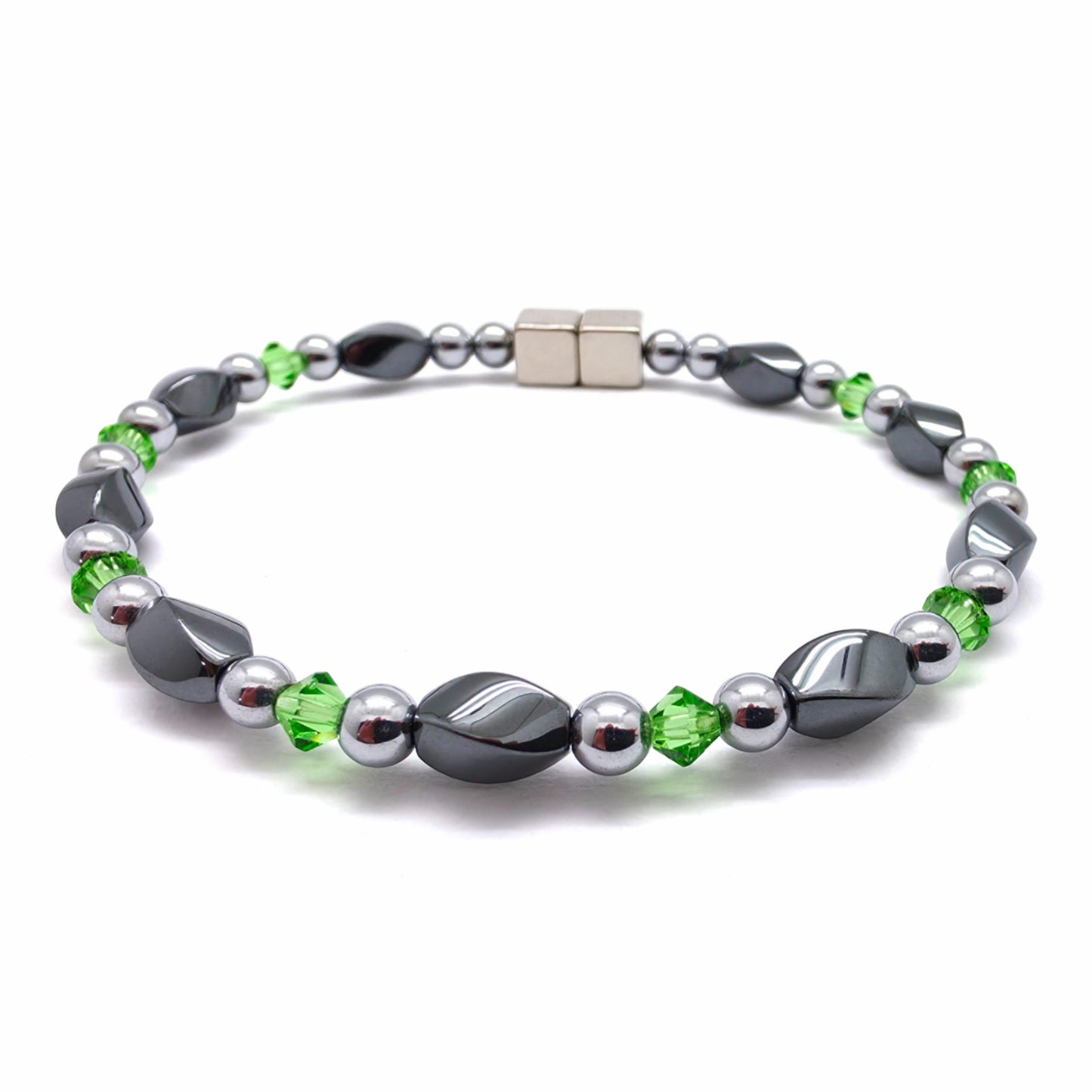 Black Hematite Twist w Peridot