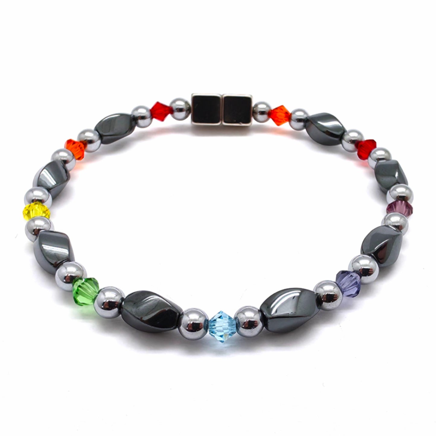 Black Hematite Twist w Rainbow Crystals