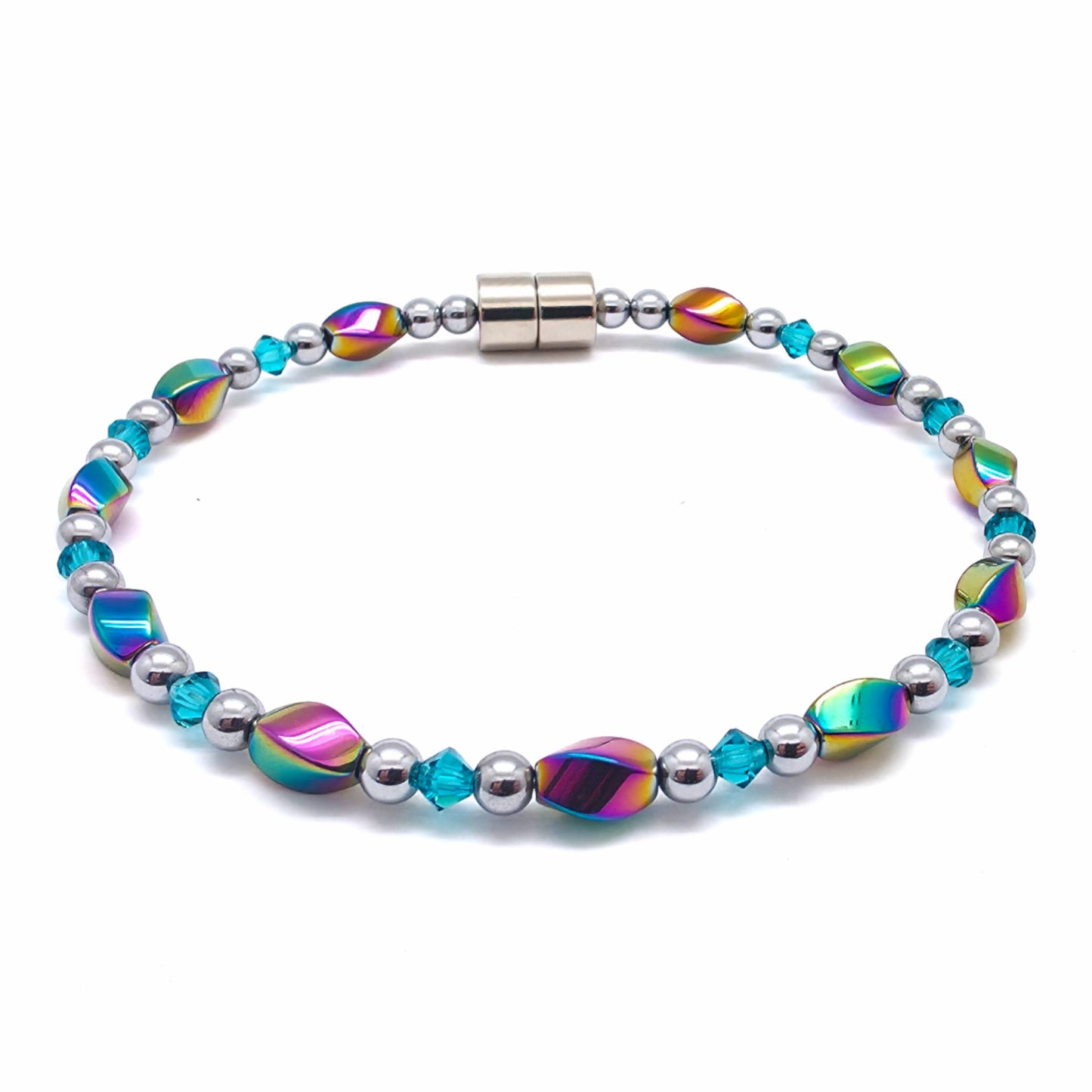 Rainbow Hematite Twist w Blue Zircon