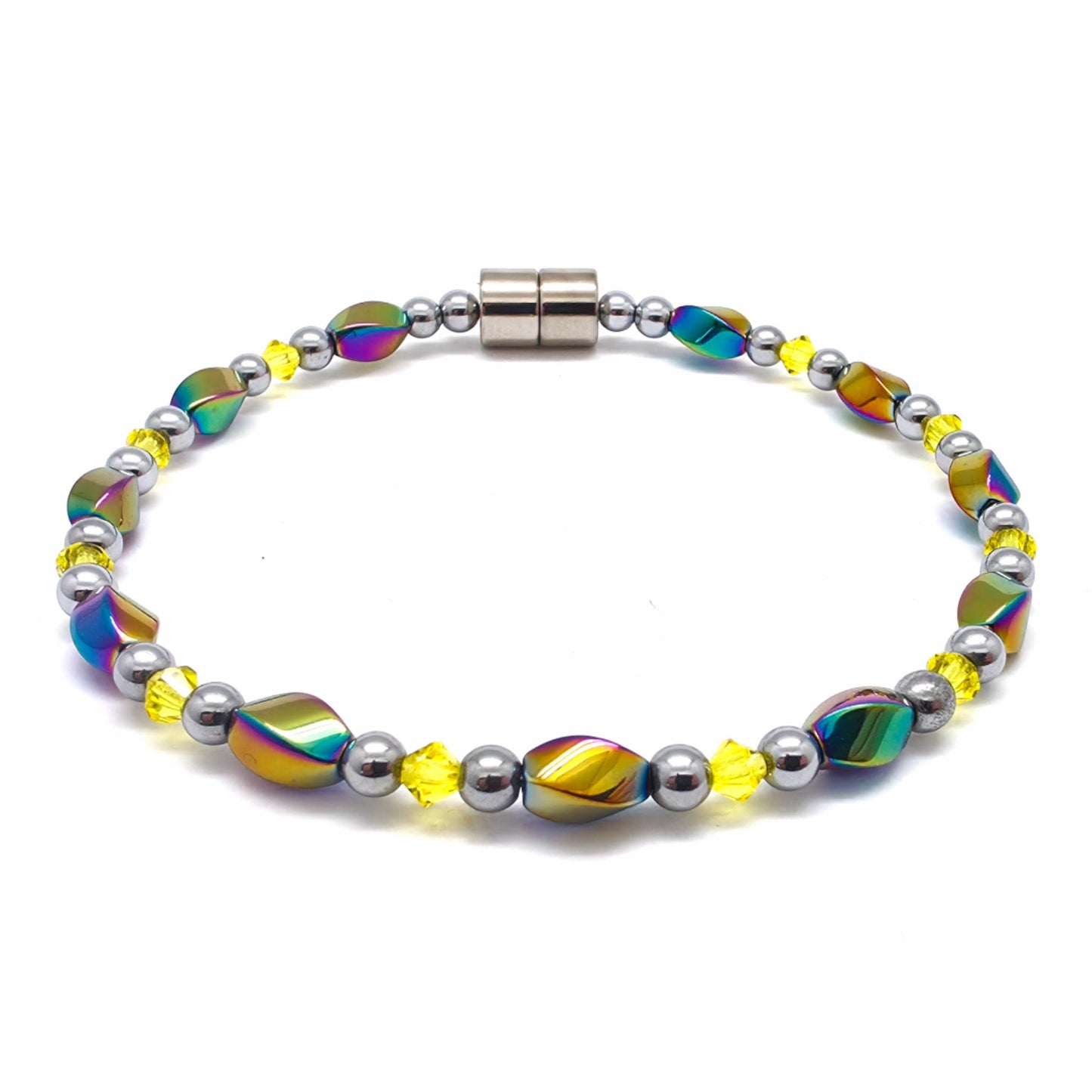 Rainbow Hematite Twist w Citrine