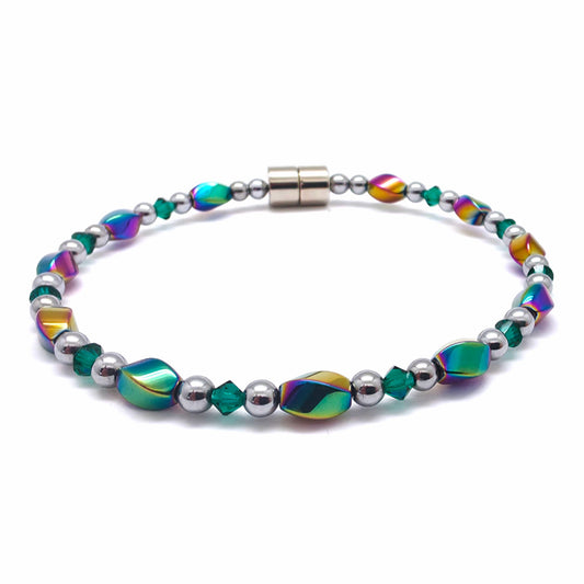Rainbow Hematite Twist w Emerald