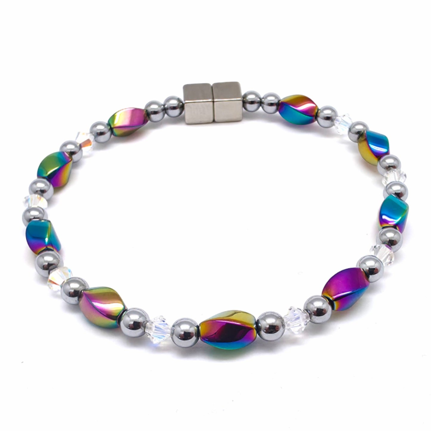 Rainbow Hematite Twist w AB Crystals