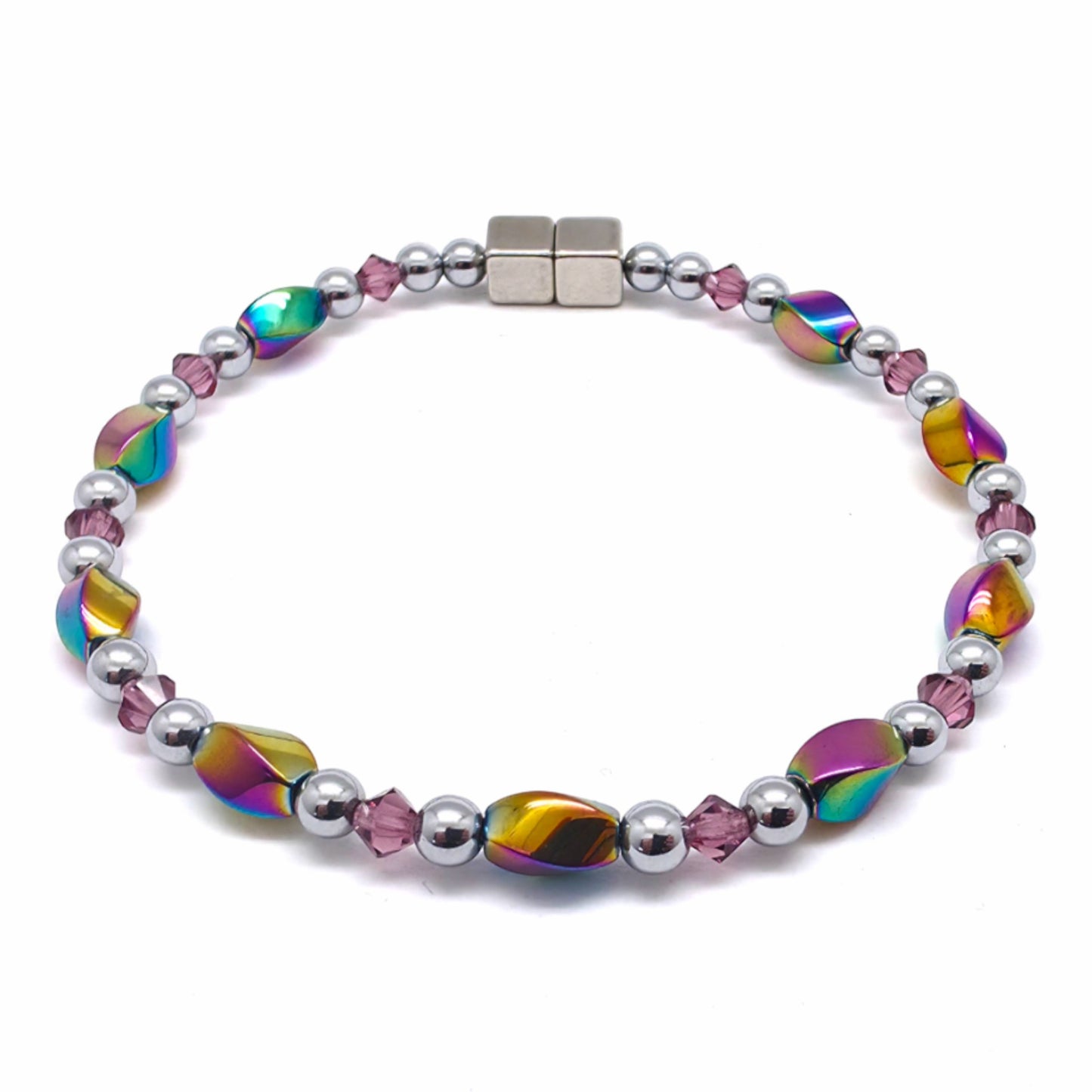 Rainbow Hematite Twist w Amethyst
