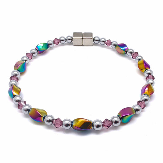 Rainbow Hematite Twist w Amethyst