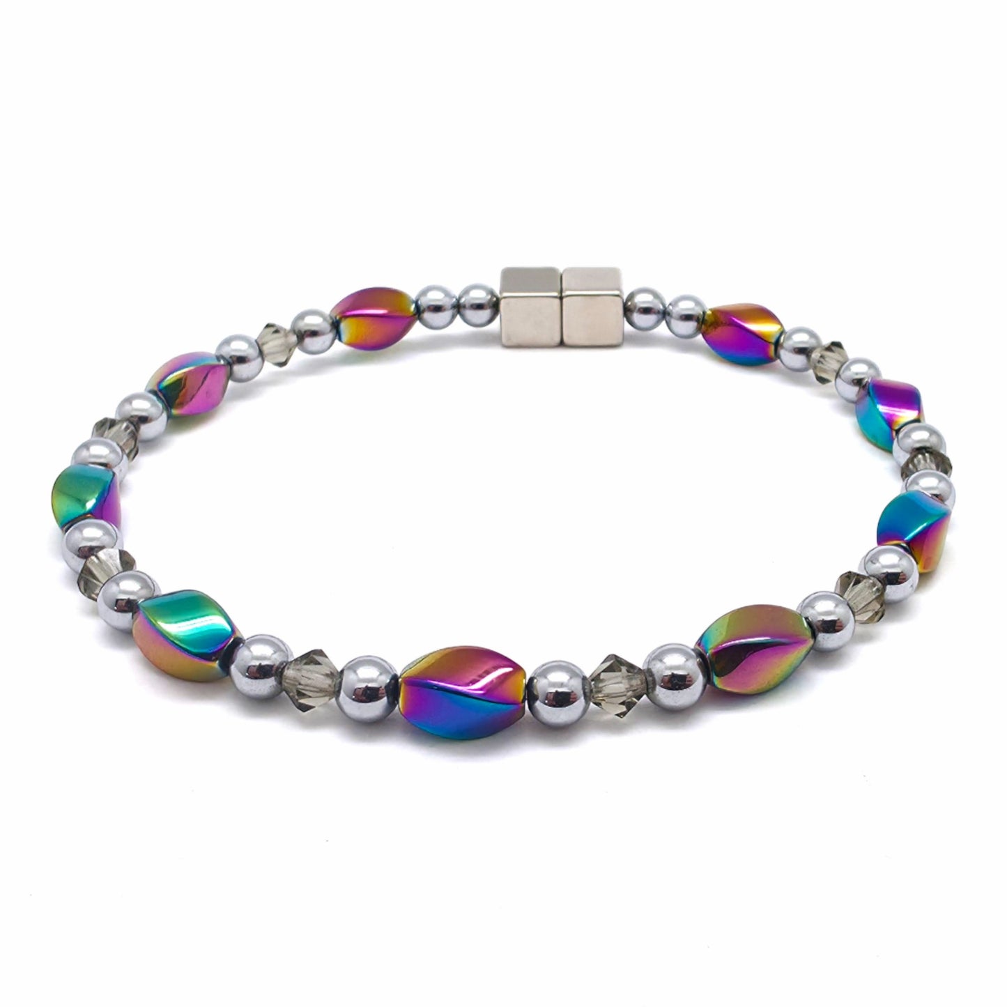 Rainbow Hematite Twist w Black Diamond