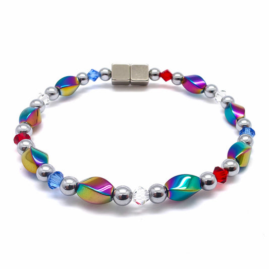 Rainbow Hematite Twist w Patriotic Crystals