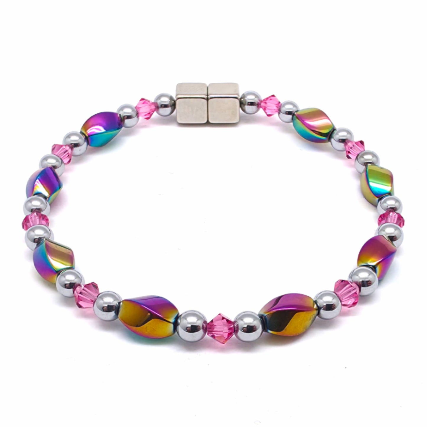 Rainbow Hematite Twist w Rose