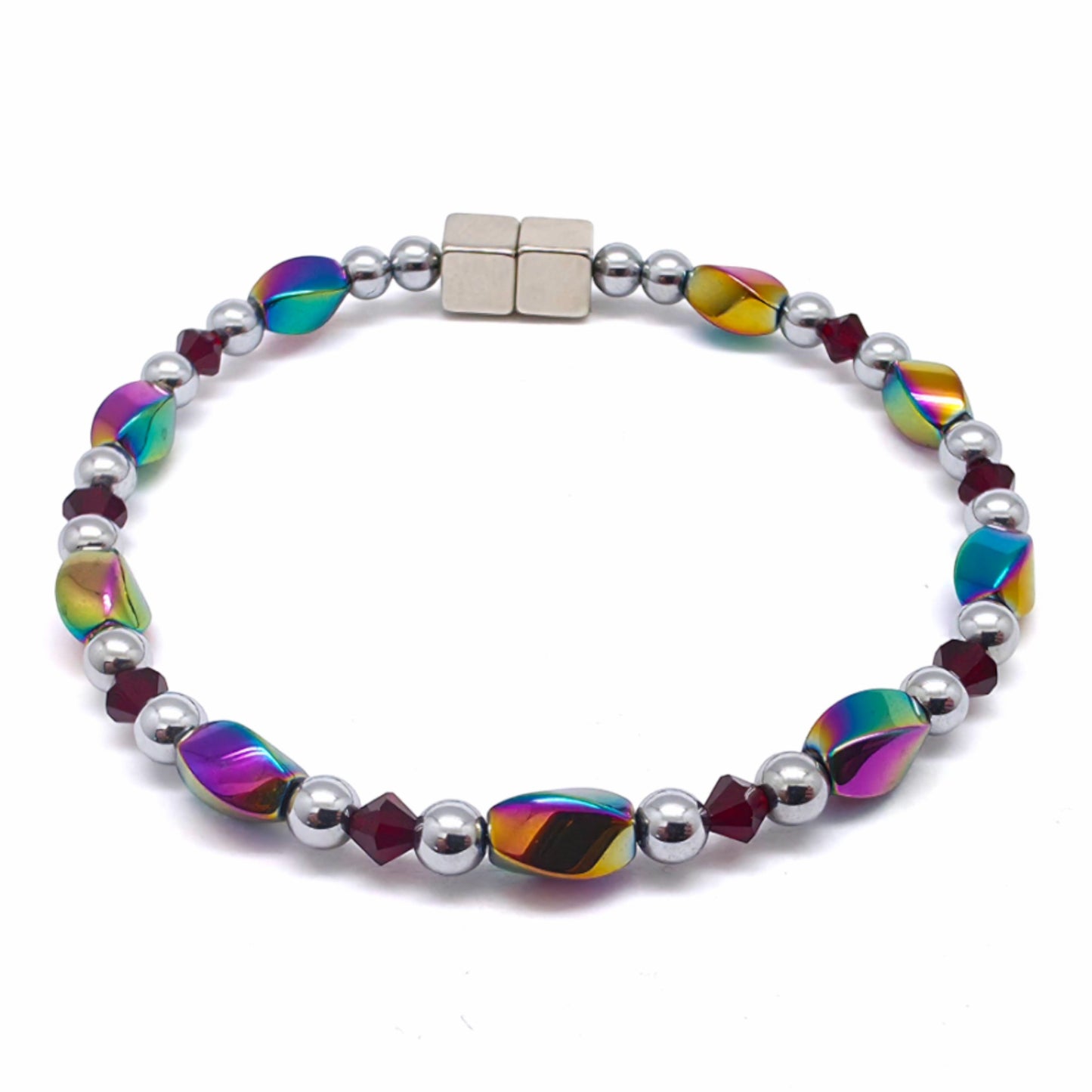 Rainbow Hematite Twist w Ruby
