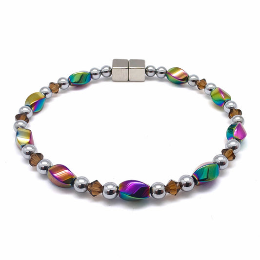 Rainbow Hematite Twist w Smokey Topaz