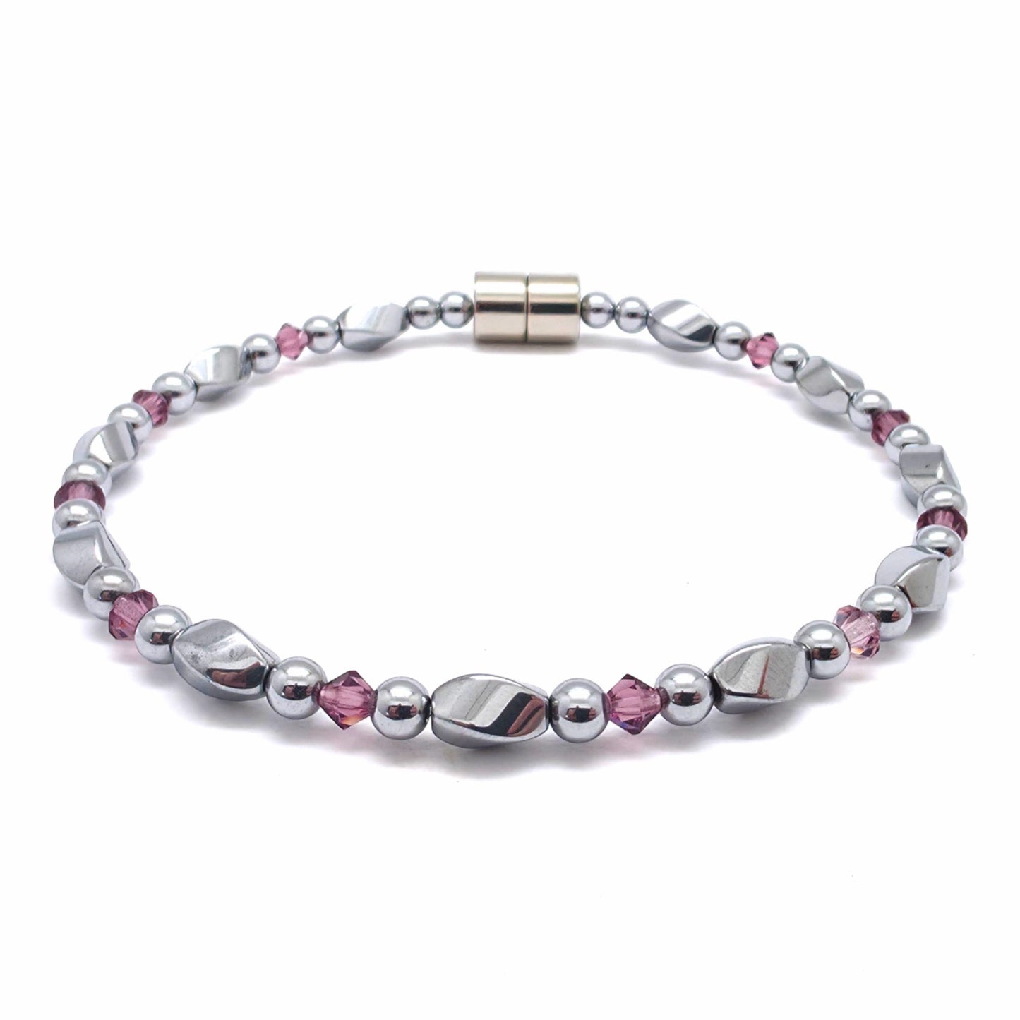 Silver Hematite Twist w Crystal Option