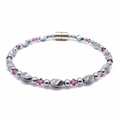 Silver Hematite Twist w Crystal Option