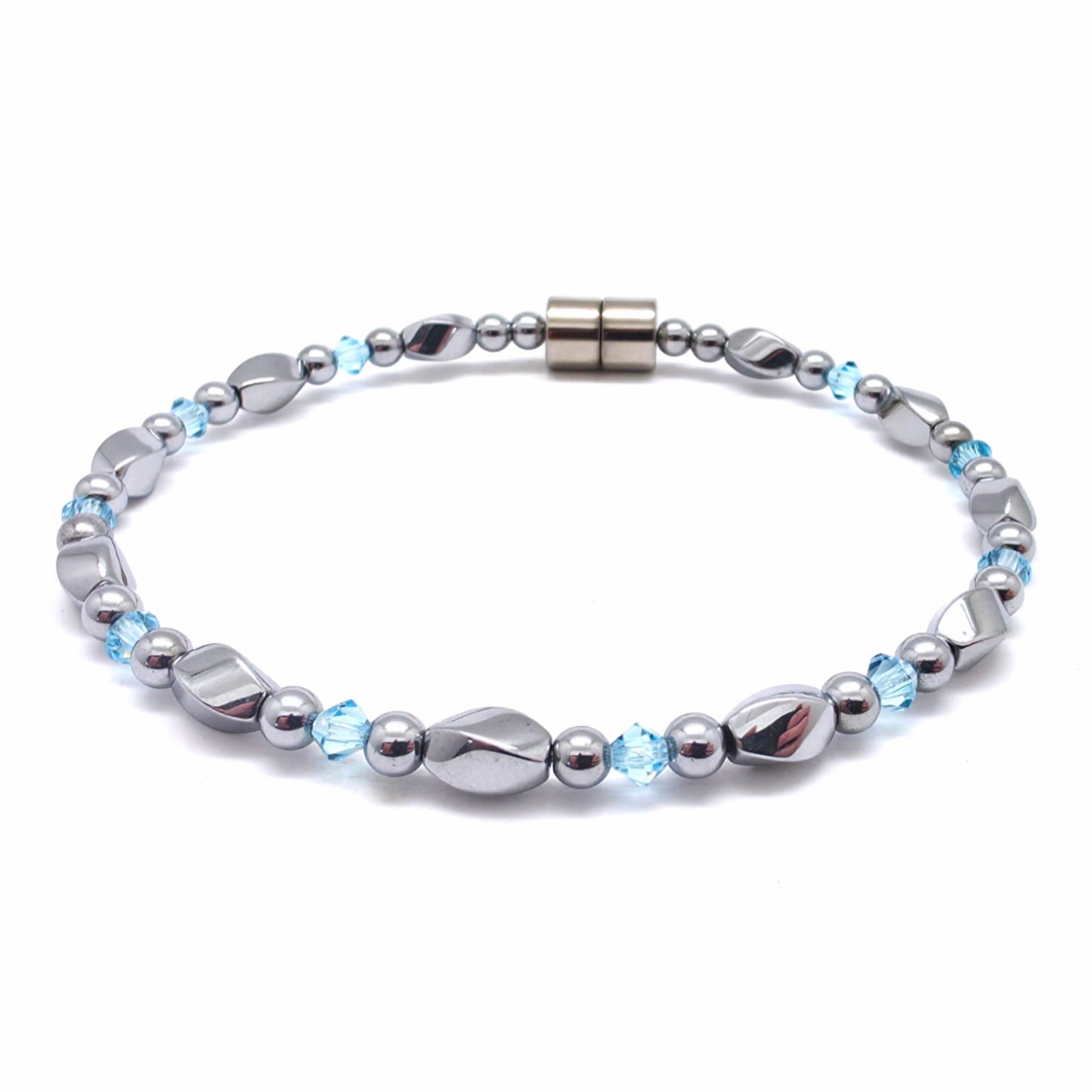 Silver Hematite Twist w Crystal Option