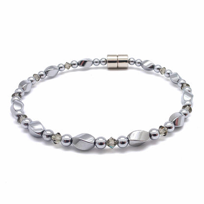 Silver Hematite Twist w Crystal Option