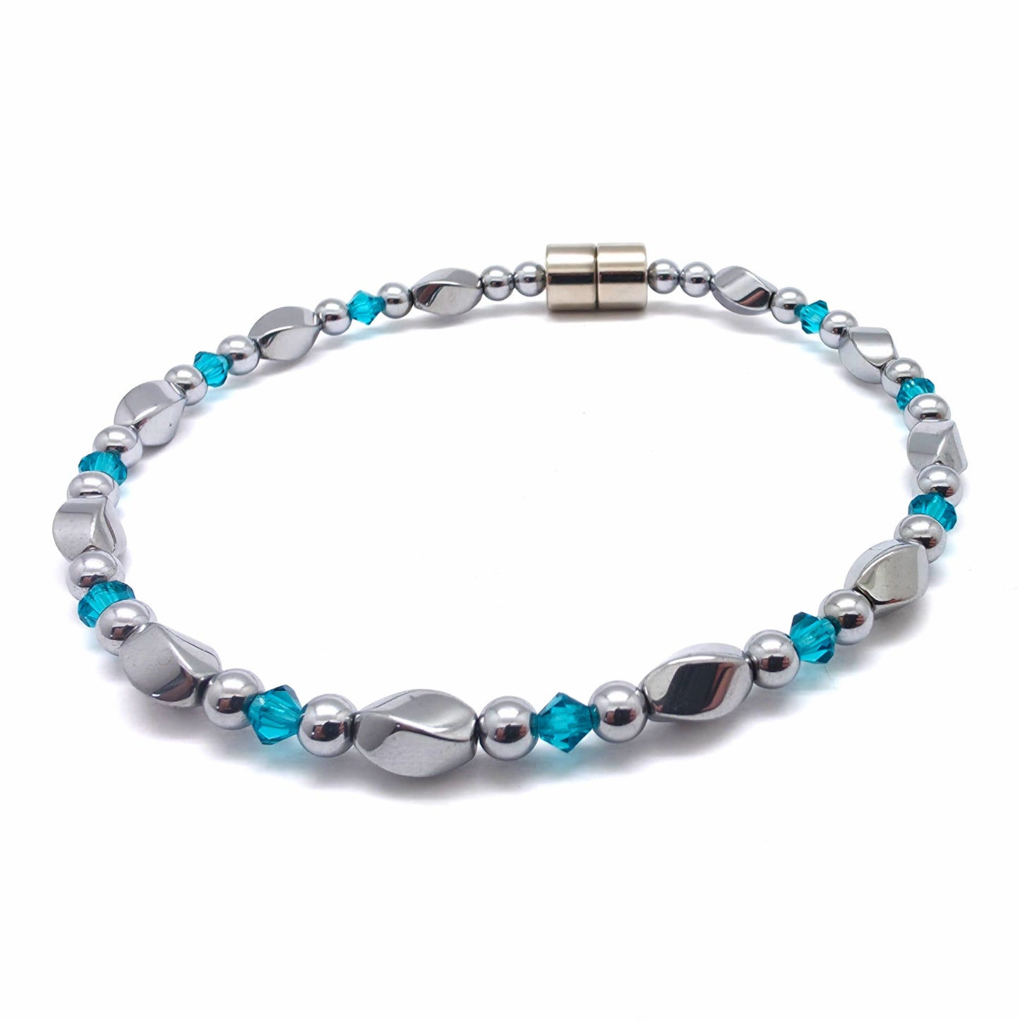 Silver Hematite Twist w Crystal Option