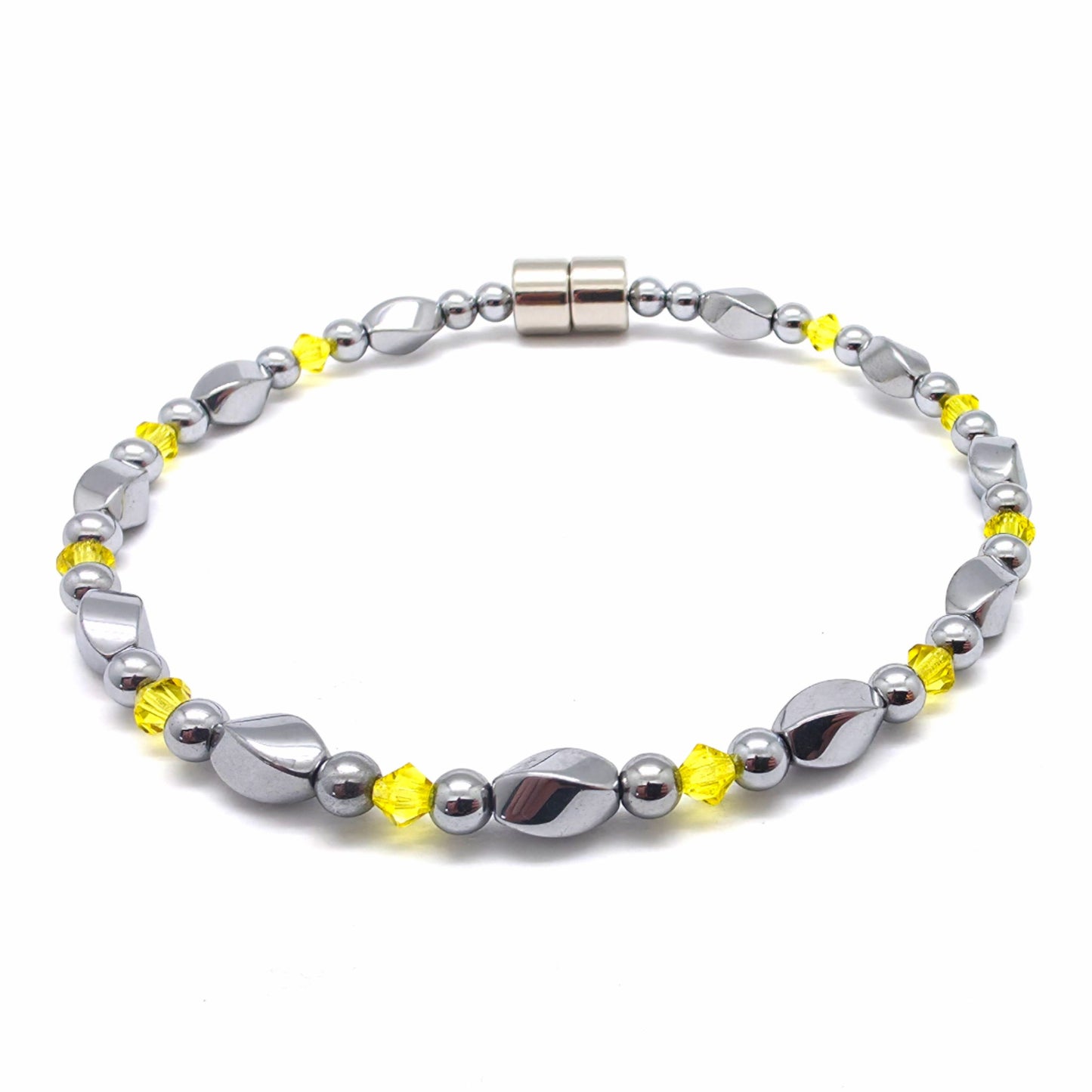 Silver Hematite Twist w Crystal Option