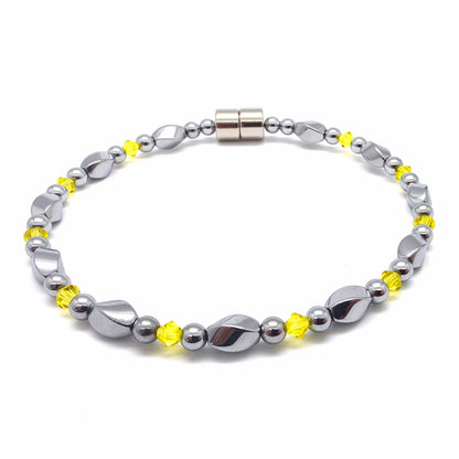 Silver Hematite Twist w Crystal Option