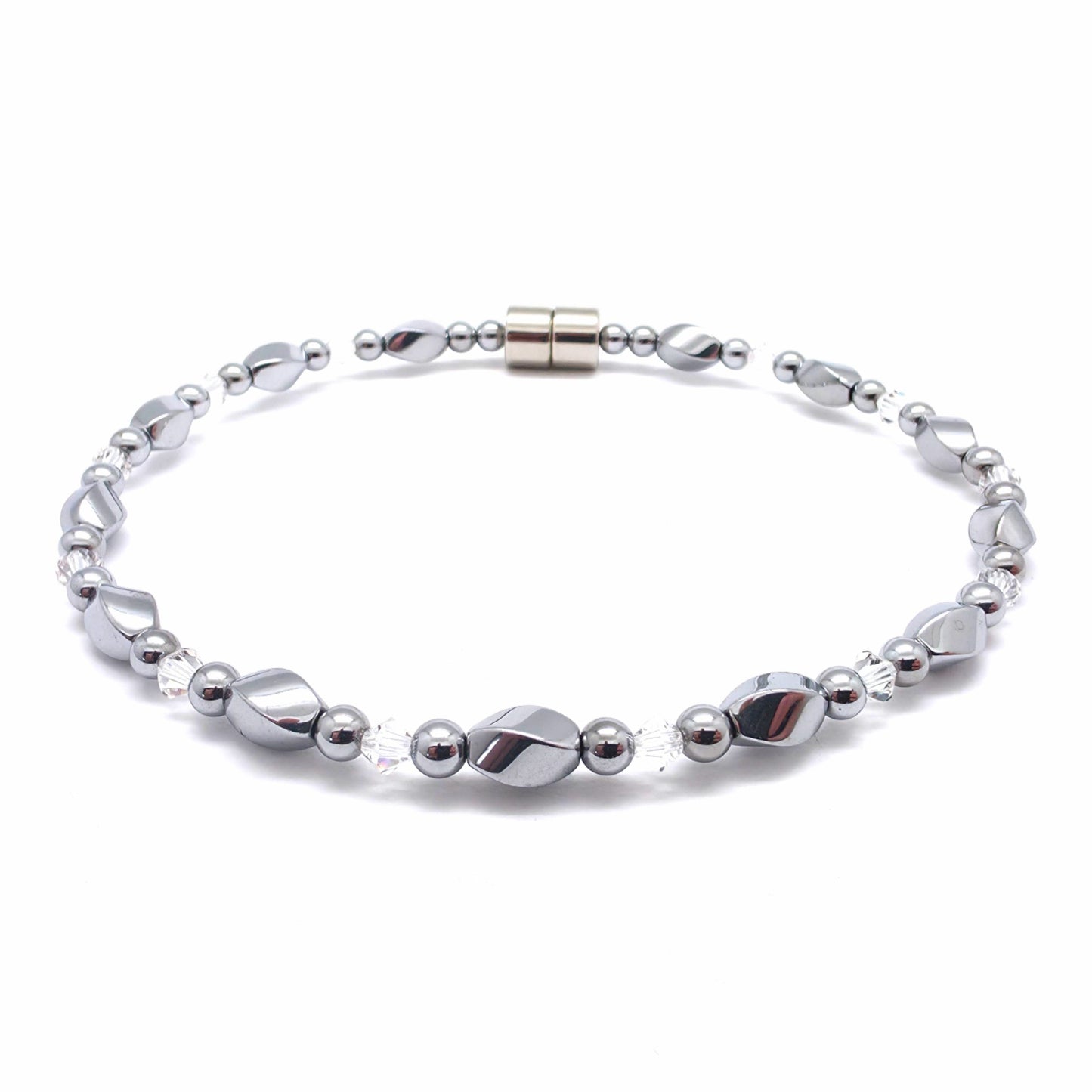 Silver Hematite Twist w Crystal Option