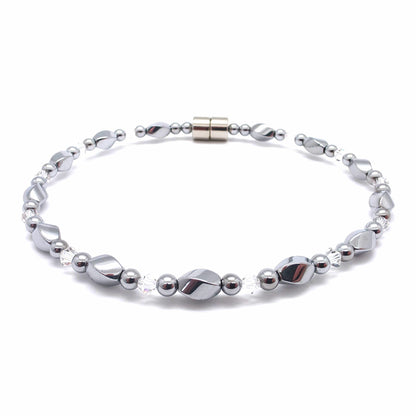 Silver Hematite Twist w Crystal Option