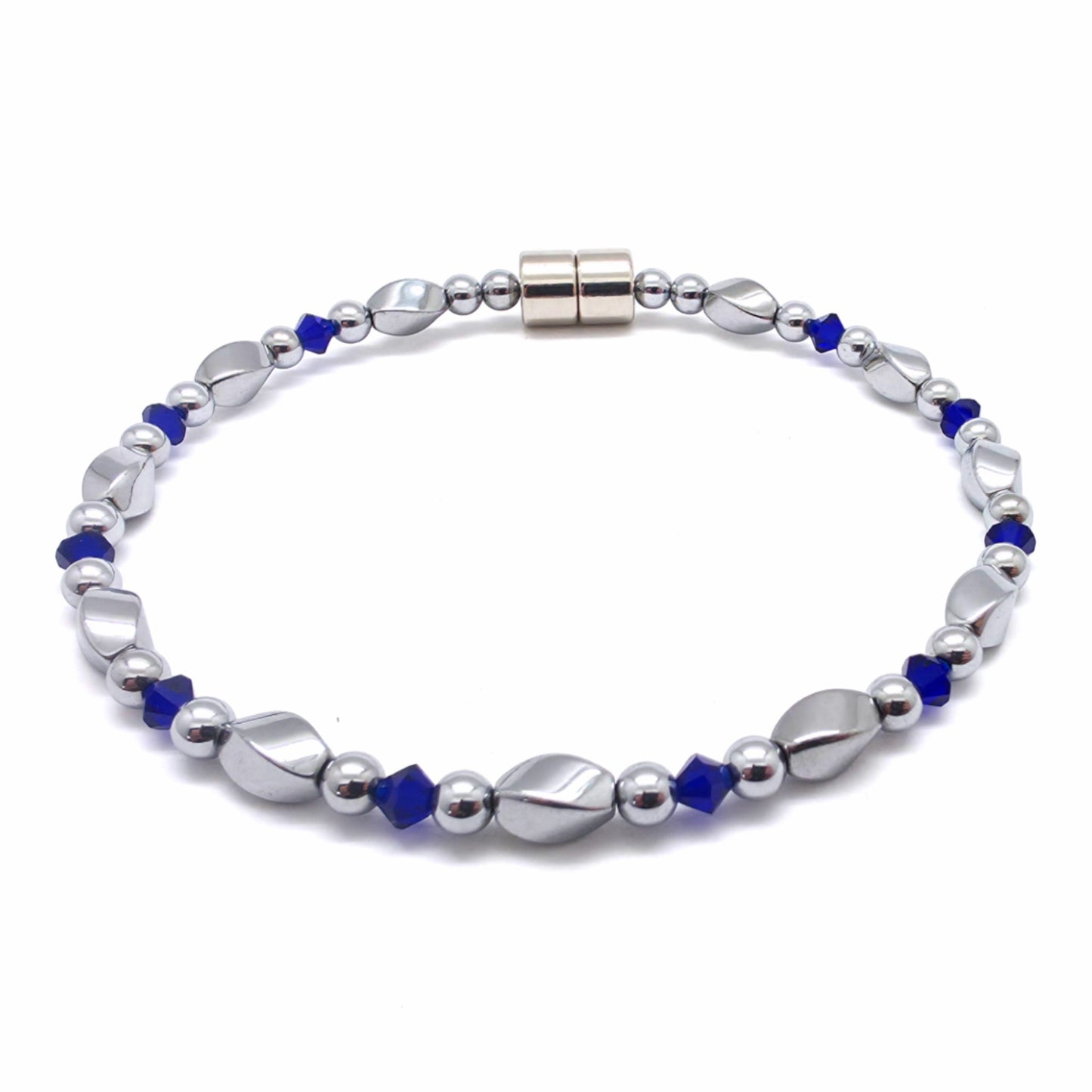 Silver Hematite Twist w Crystal Option