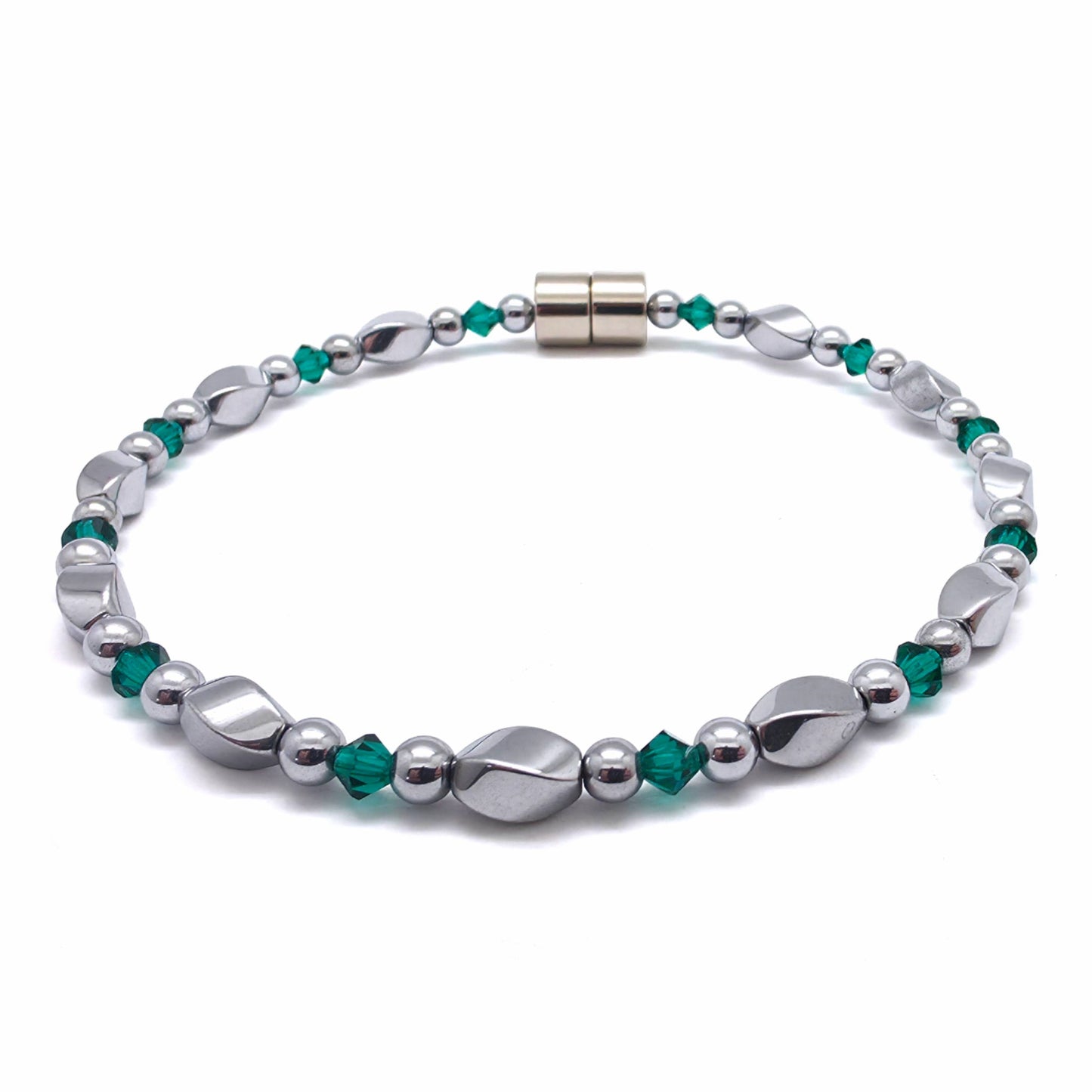 Silver Hematite Twist w Crystal Option