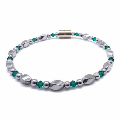 Silver Hematite Twist w Crystal Option