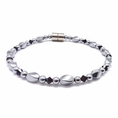 Silver Hematite Twist w Crystal Option