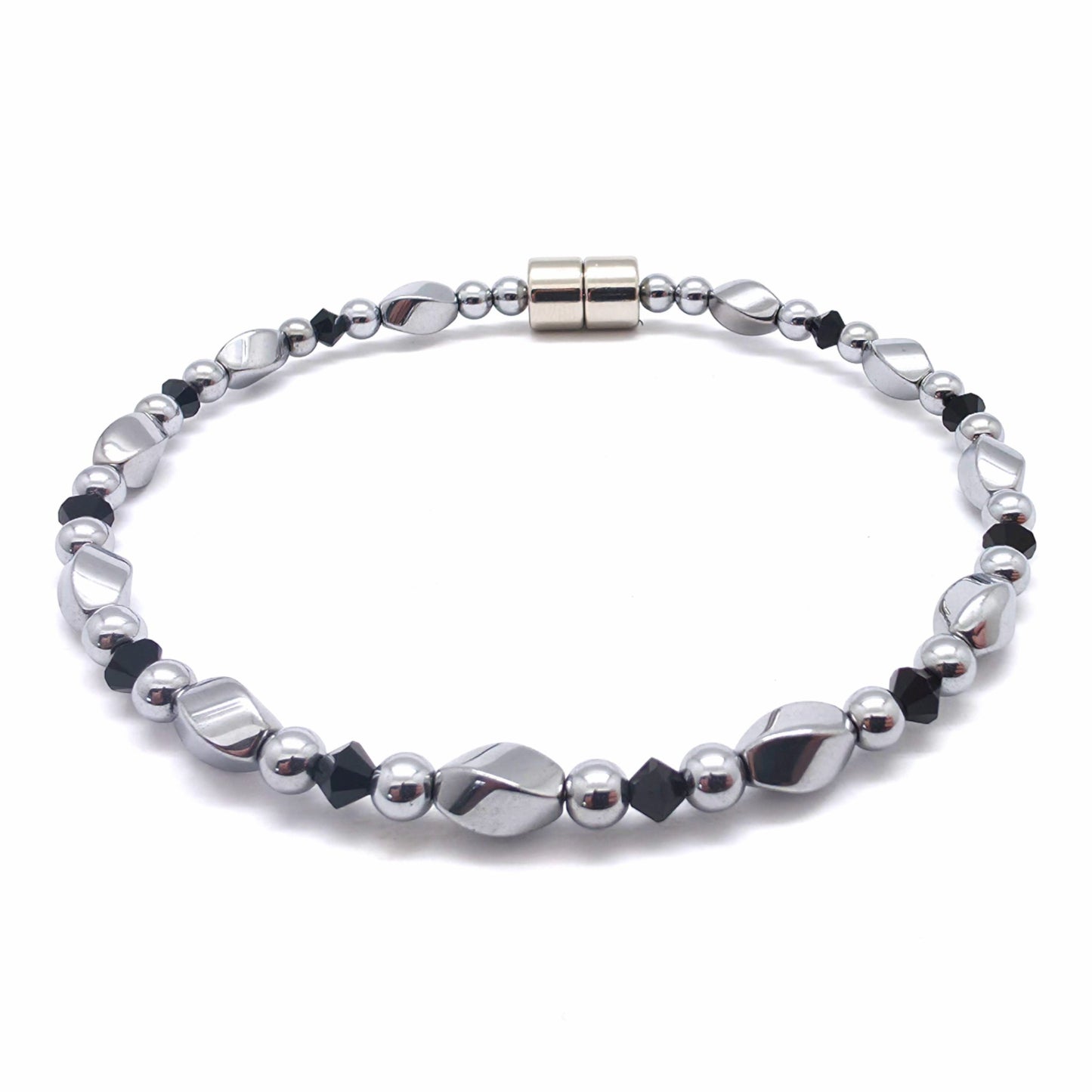 Silver Hematite Twist w Crystal Option