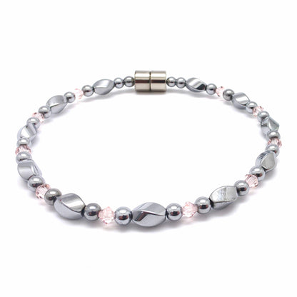 Silver Hematite Twist w Crystal Option