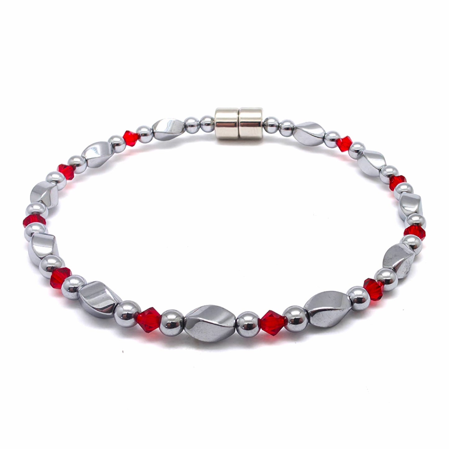 Silver Hematite Twist w Crystal Option