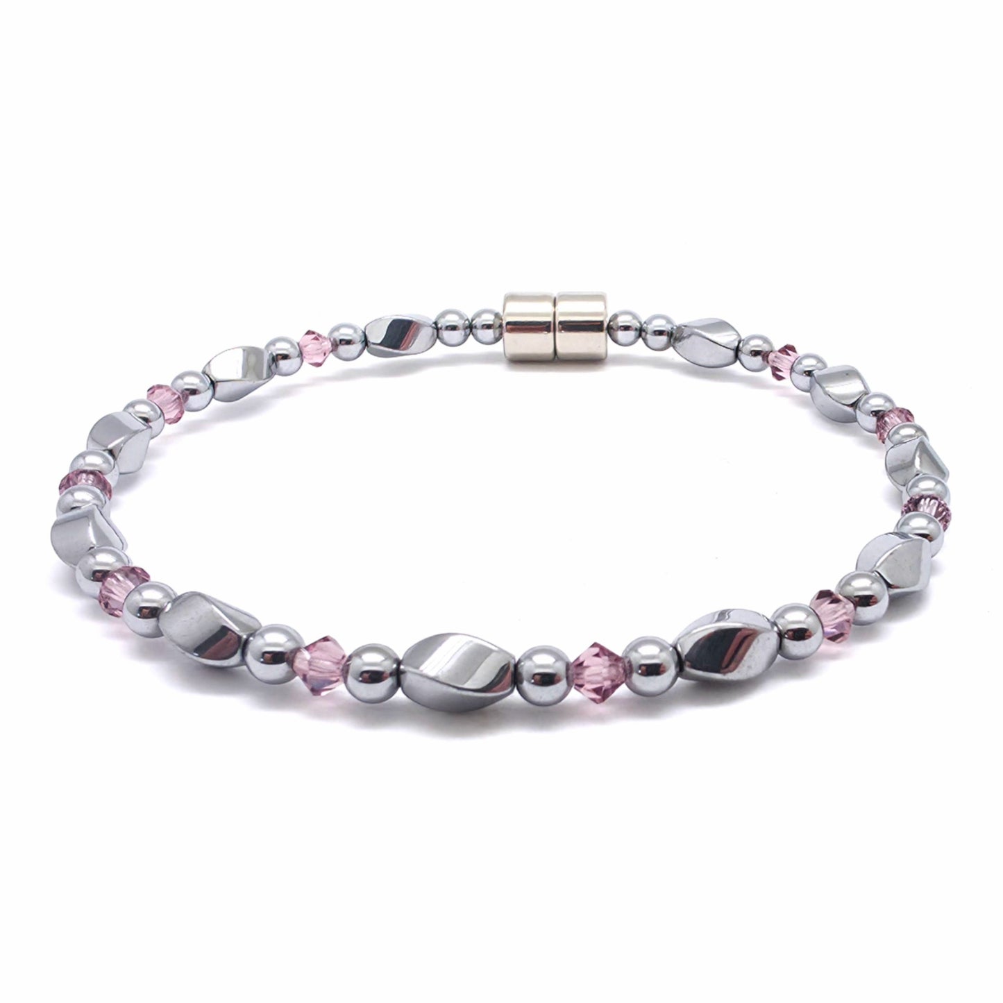 Silver Hematite Twist w Crystal Option