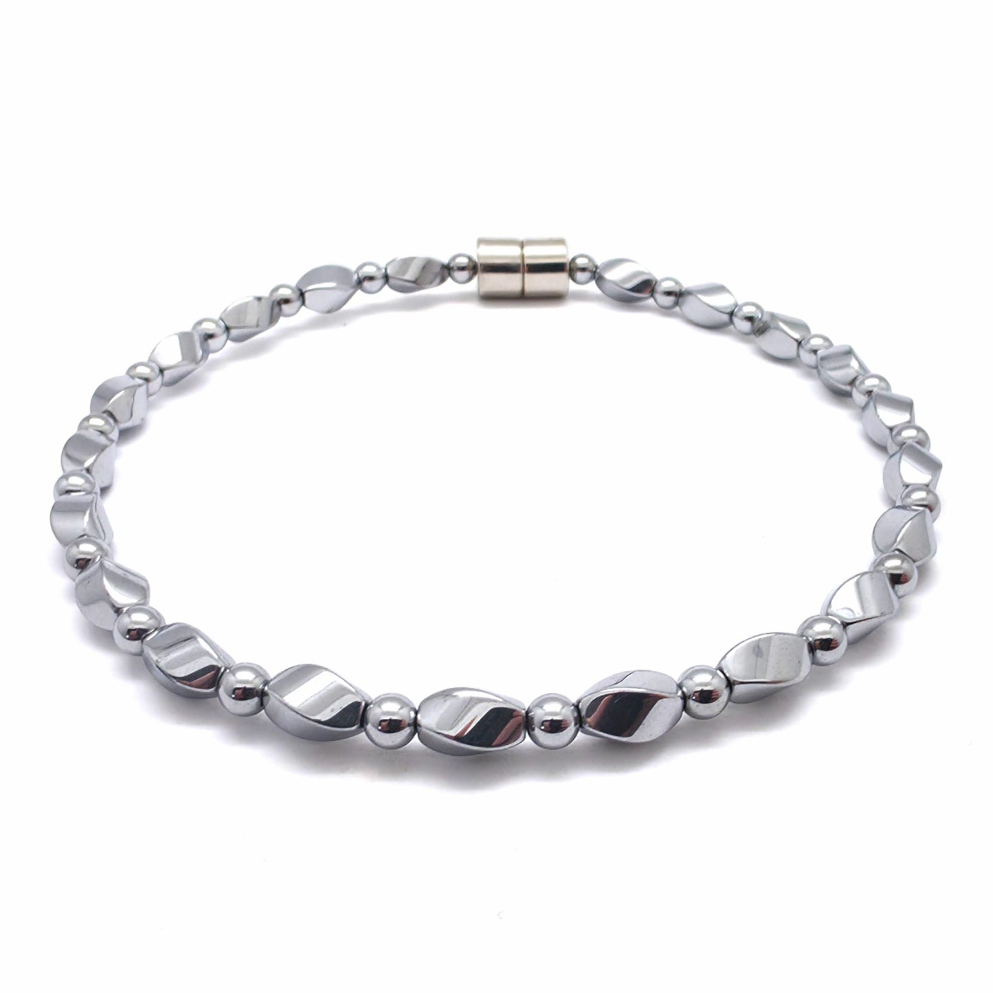 Silver Hematite Twist w Crystal Option